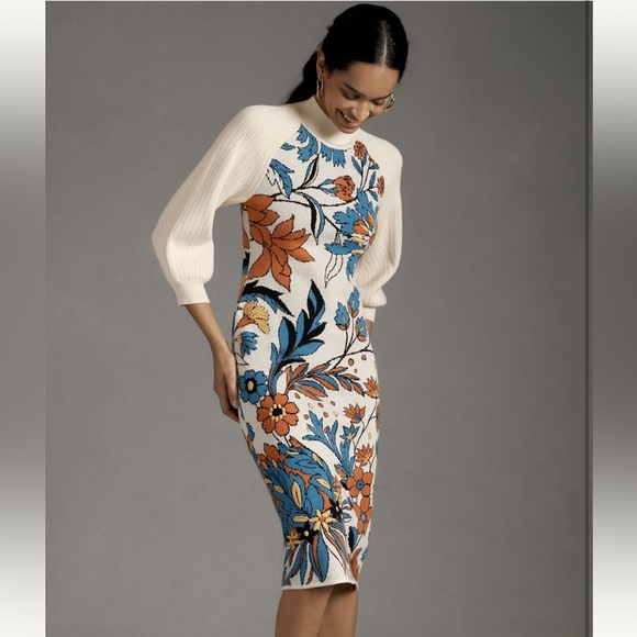 SOLD!!!Anthropologie Neutral Pattern Sweater Dress | Size Small | NWT - Picture 2 of 9